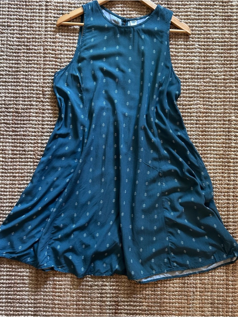 Old Navy Sleeveless Teal Swing Dress with Subtle Print Size L